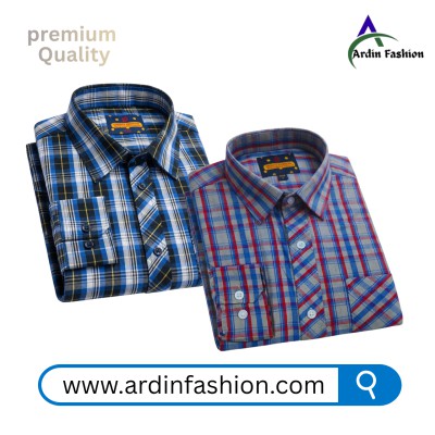 2 PCS Long Sleeve Check Shirt