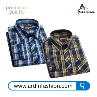2 PCS Long Sleeve Check Shirt