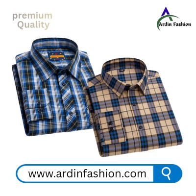 2 PCS Long Sleeve Check Shirt