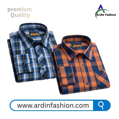 2 PCS Long Sleeve Check Shirt