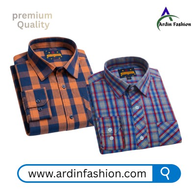 2 PCS Long Sleeve Check Shirt