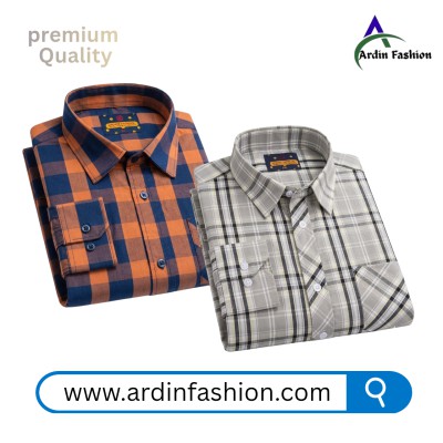 2 PCS Long Sleeve Check Shirt