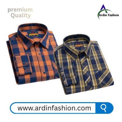 2 PCS Long Sleeve Check Shirt