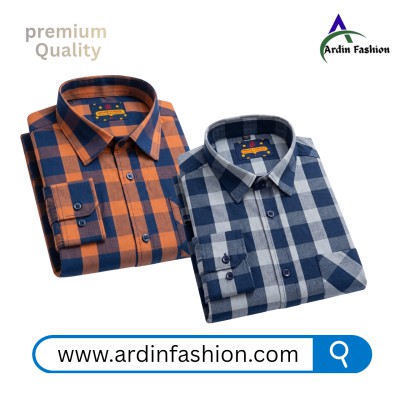 2 PCS Long Sleeve Check Shirt