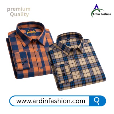 2 PCS Long Sleeve Check Shirt