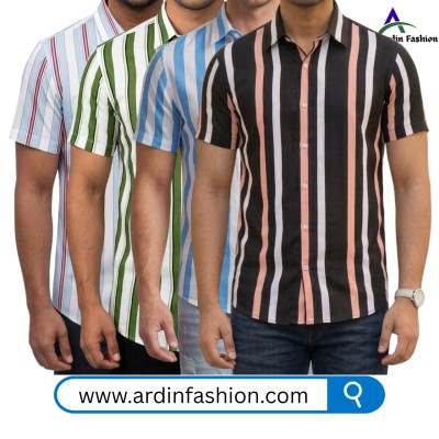 4 PCS Linen Cotton Print Half Sleeve Shirt.