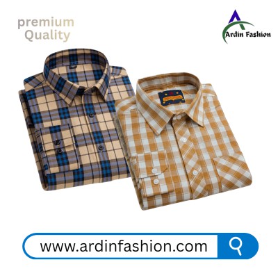2 PCS Long Sleeve Check Shirt