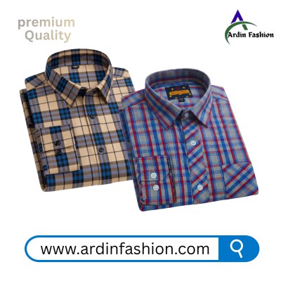 2 PCS Long Sleeve Check Shirt