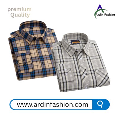2 PCS Long Sleeve Check Shirt
