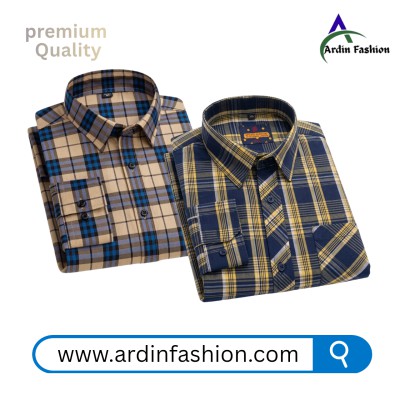 2 PCS Long Sleeve Check Shirt