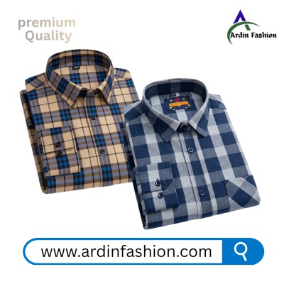 2 PCS Long Sleeve Check Shirt