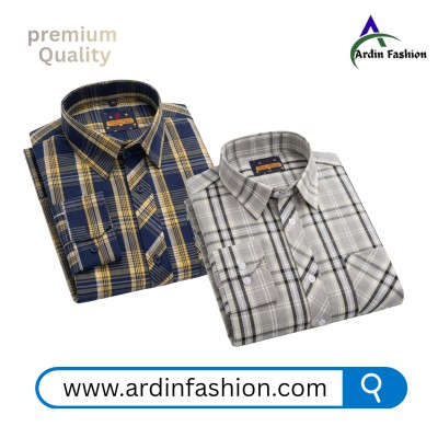 2 PCS Long Sleeve Check Shirt
