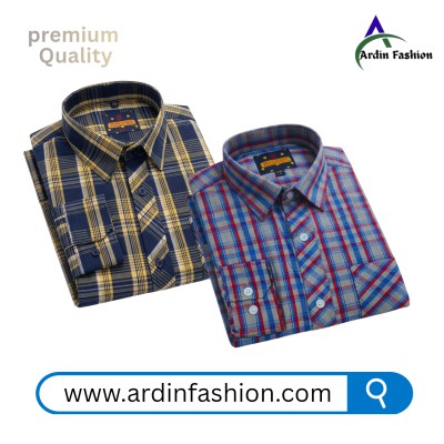 2 PCS Long Sleeve Check Shirt