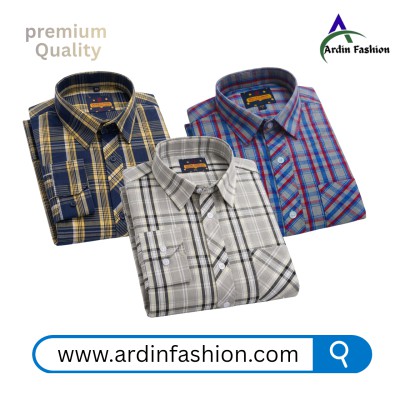 3 PCS Long Sleeve Check Shirt